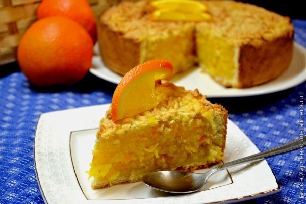 Творожно-апельсиновый пирог, рецепт с фото.