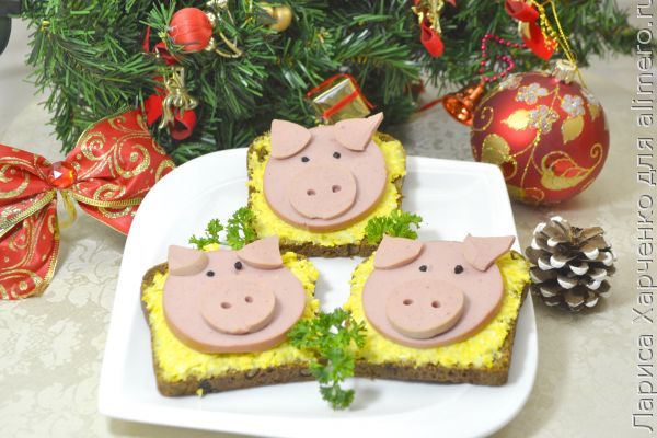 Весёлые бутерброды для детского новогоднего стола, рецепты с фото