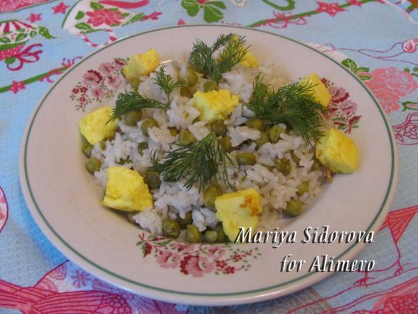 рис с зеленым горошком и сыром рецепт