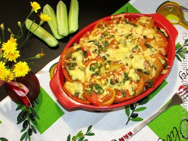 Рецепт овощной запеканки с баклажанами, картофелем и помидором
