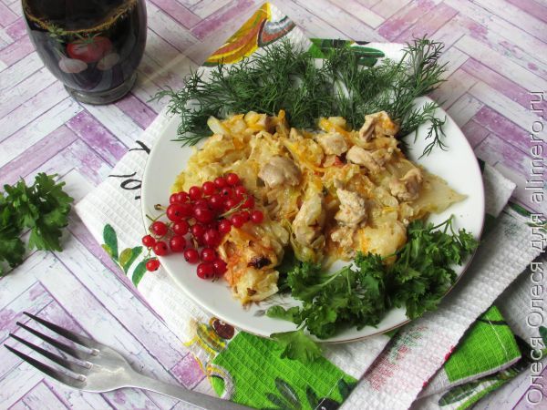 Тушеная курица с капустой на сковороде — рецепт с фото пошагово