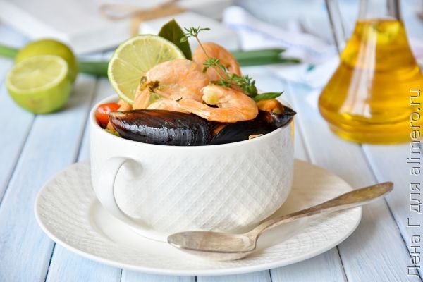 Французский рыбацкий суп из морепродуктов 