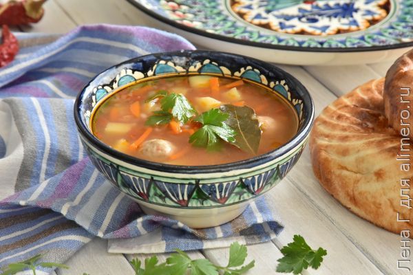Маства с фрикадельками - наваристый узбекский суп