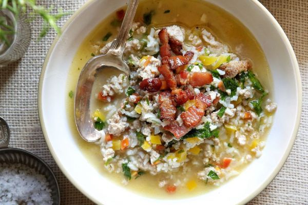 Быстрый овощной суп с индейкой и рисом